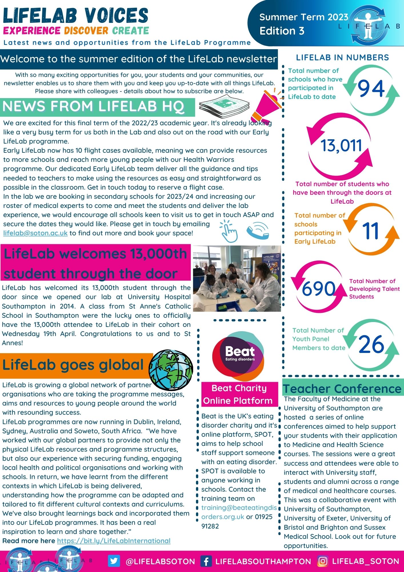 Front page of LifeLab newsletter 