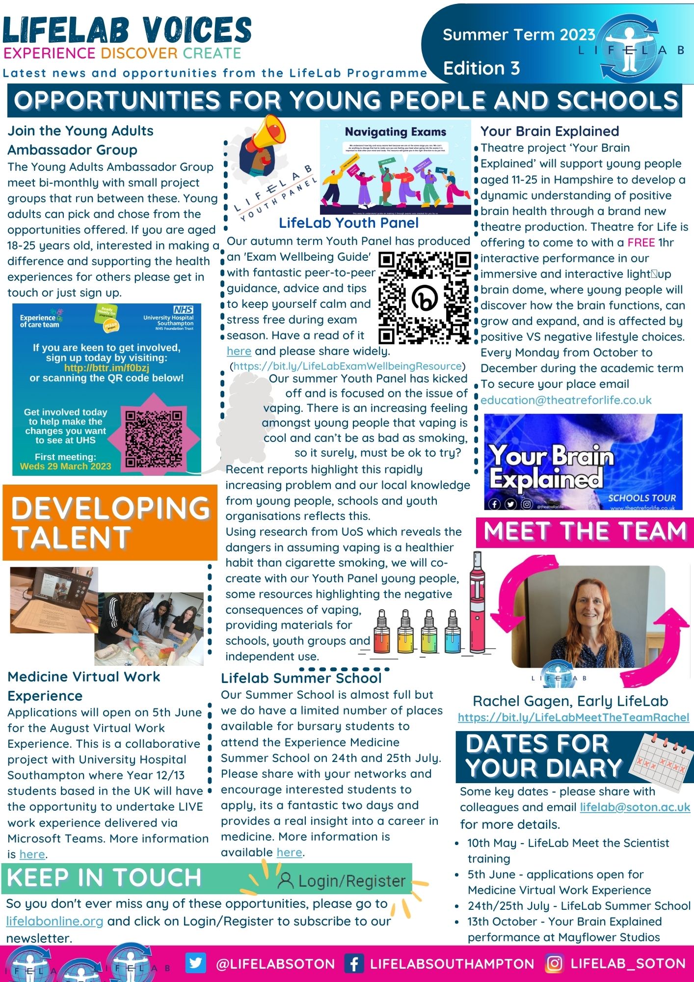 Second page of LifeLab newsletter 